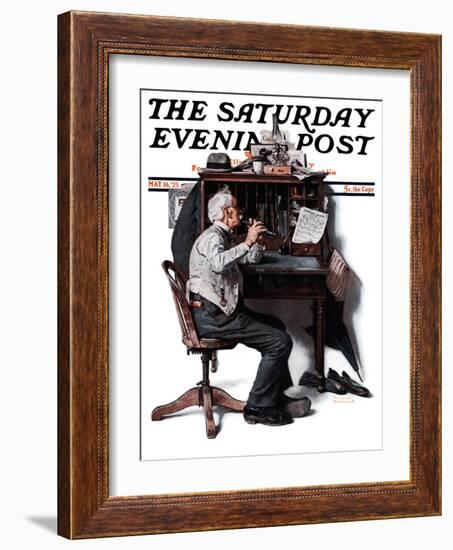 "Flutist" or "Spring Song" Saturday Evening Post Cover, May 16,1925-Norman Rockwell-Framed Giclee Print