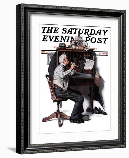 "Flutist" or "Spring Song" Saturday Evening Post Cover, May 16,1925-Norman Rockwell-Framed Giclee Print