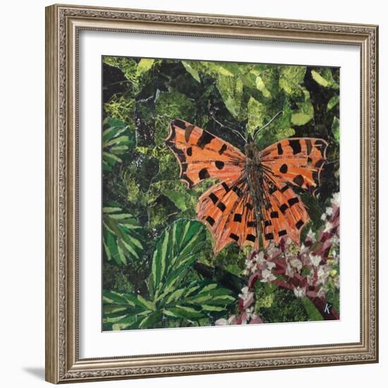 Flutter - Comma Butterfly on Japonica-Kirstie Adamson-Framed Giclee Print