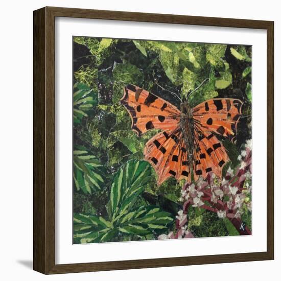 Flutter - Comma Butterfly on Japonica-Kirstie Adamson-Framed Giclee Print