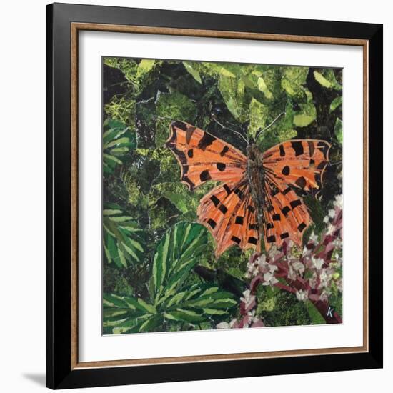 Flutter - Comma Butterfly on Japonica-Kirstie Adamson-Framed Giclee Print