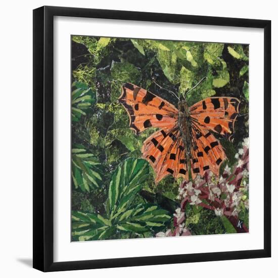 Flutter - Comma Butterfly on Japonica-Kirstie Adamson-Framed Giclee Print