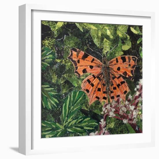 Flutter - Comma Butterfly on Japonica-Kirstie Adamson-Framed Giclee Print