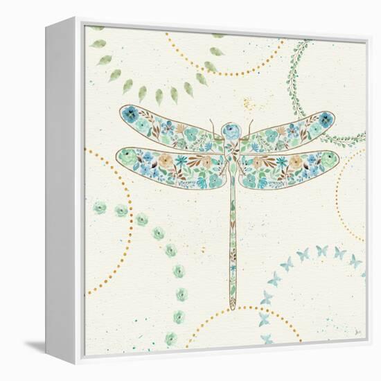 Flutterby Blooms III-Jess Aiken-Framed Stretched Canvas