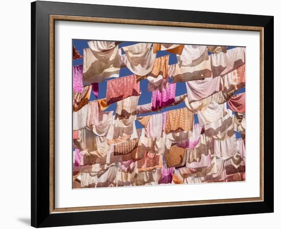 Fluttering fabrics, Textile Museum, Oaxaca, Mexico, North America-Melissa Kuhnell-Framed Photographic Print