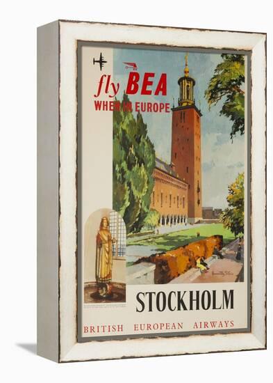 Fly Bea When in Europe, Stockholm Travel Poster-null-Framed Premier Image Canvas