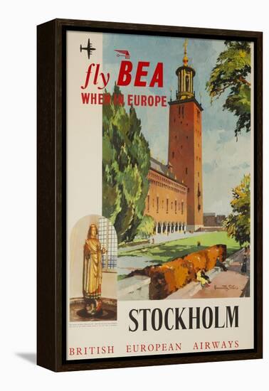 Fly Bea When in Europe, Stockholm Travel Poster-null-Framed Premier Image Canvas