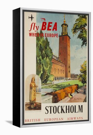 Fly Bea When in Europe, Stockholm Travel Poster-null-Framed Premier Image Canvas