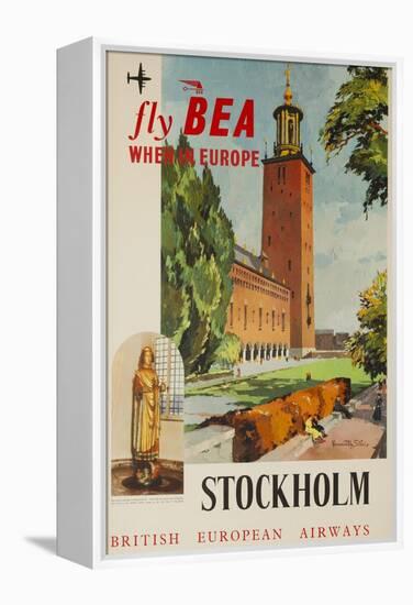 Fly Bea When in Europe, Stockholm Travel Poster-null-Framed Premier Image Canvas