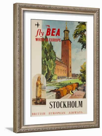 Fly Bea When in Europe, Stockholm Travel Poster-null-Framed Giclee Print