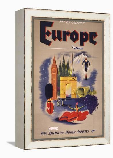 Fly by Clipper: Europe; Pan American World Airways-null-Framed Stretched Canvas