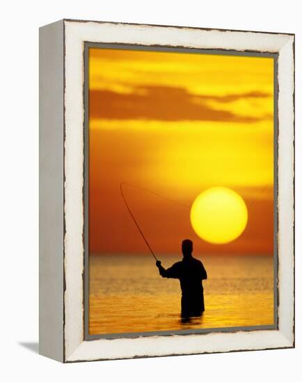 Fly Fisherman in the Florida Keys, Florida, USA-null-Framed Premier Image Canvas