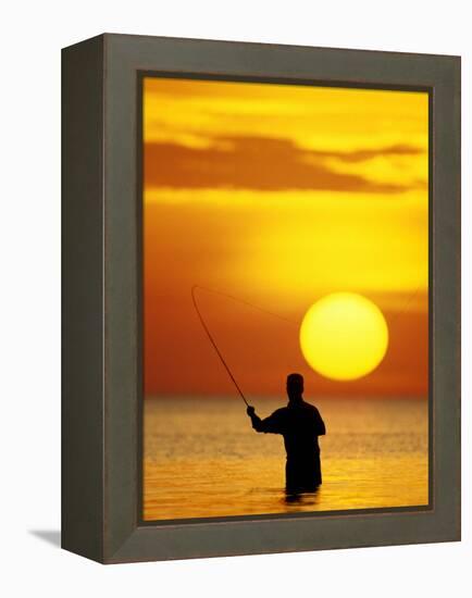 Fly Fisherman in the Florida Keys, Florida, USA-null-Framed Premier Image Canvas