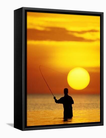 Fly Fisherman in the Florida Keys, Florida, USA-null-Framed Premier Image Canvas