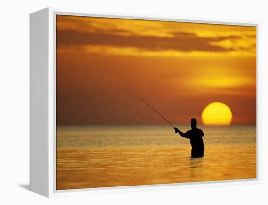 Fly Fisherman in the Florida Keys, Florida, USA-null-Framed Premier Image Canvas