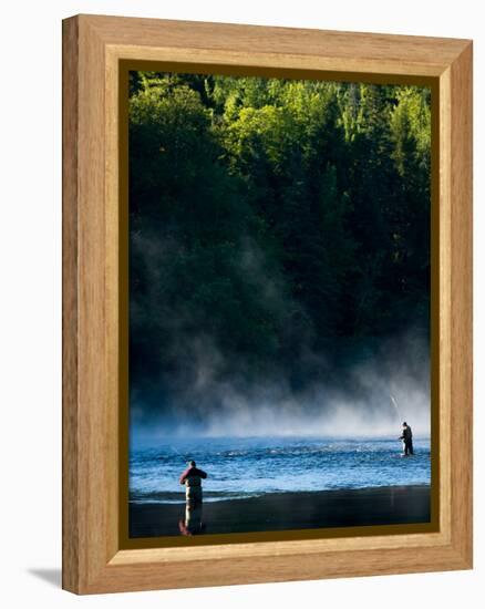 Fly-Fishing in Early Morning Mist on the Androscoggin River, Errol, New Hampshire, USA-Jerry & Marcy Monkman-Framed Premier Image Canvas