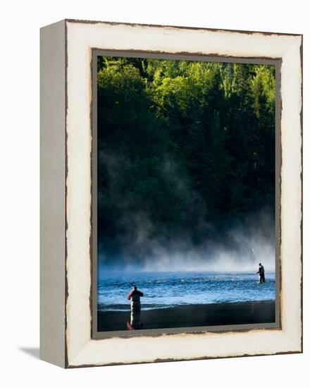 Fly-Fishing in Early Morning Mist on the Androscoggin River, Errol, New Hampshire, USA-Jerry & Marcy Monkman-Framed Premier Image Canvas