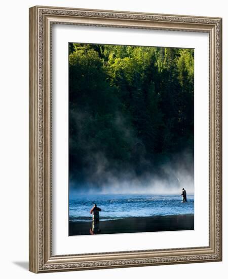 Fly-Fishing in Early Morning Mist on the Androscoggin River, Errol, New Hampshire, USA-Jerry & Marcy Monkman-Framed Photographic Print