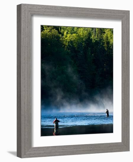 Fly-Fishing in Early Morning Mist on the Androscoggin River, Errol, New Hampshire, USA-Jerry & Marcy Monkman-Framed Photographic Print