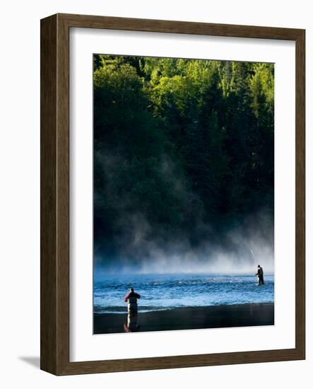 Fly-Fishing in Early Morning Mist on the Androscoggin River, Errol, New Hampshire, USA-Jerry & Marcy Monkman-Framed Photographic Print