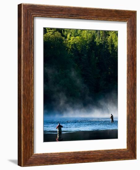 Fly-Fishing in Early Morning Mist on the Androscoggin River, Errol, New Hampshire, USA-Jerry & Marcy Monkman-Framed Photographic Print