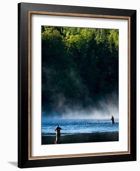 Fly-Fishing in Early Morning Mist on the Androscoggin River, Errol, New Hampshire, USA-Jerry & Marcy Monkman-Framed Photographic Print