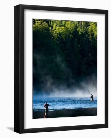 Fly-Fishing in Early Morning Mist on the Androscoggin River, Errol, New Hampshire, USA-Jerry & Marcy Monkman-Framed Photographic Print