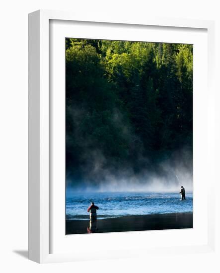 Fly-Fishing in Early Morning Mist on the Androscoggin River, Errol, New Hampshire, USA-Jerry & Marcy Monkman-Framed Photographic Print