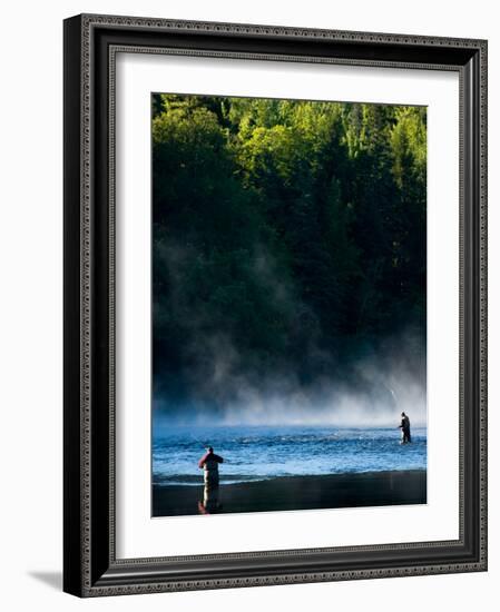 Fly-Fishing in Early Morning Mist on the Androscoggin River, Errol, New Hampshire, USA-Jerry & Marcy Monkman-Framed Photographic Print