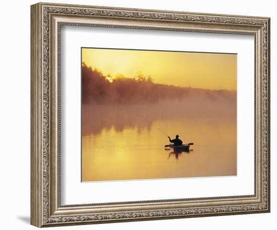 Fly-fishing in Lake Muskoka, Ontario-Henry Georgi-Framed Photographic Print