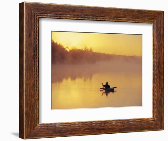 Fly-fishing in Lake Muskoka, Ontario-Henry Georgi-Framed Photographic Print