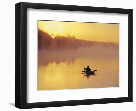 Fly-fishing in Lake Muskoka, Ontario-Henry Georgi-Framed Photographic Print