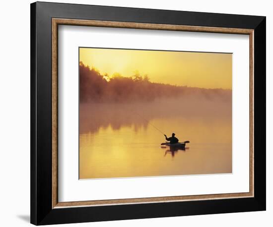 Fly-fishing in Lake Muskoka, Ontario-Henry Georgi-Framed Photographic Print