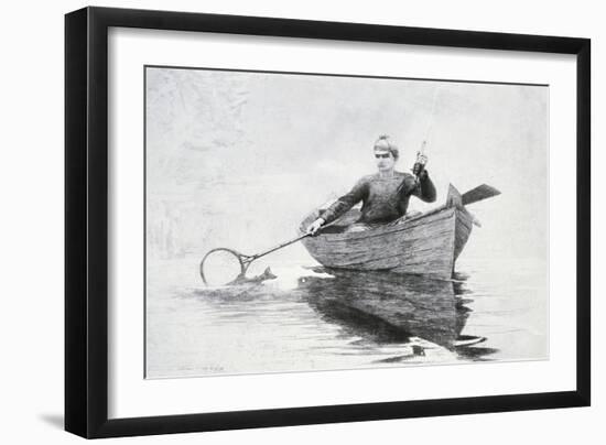 Fly Fishing on Saranac Lake, 1889 (Etching and Aquatint on Simili-Japan Paper)-Winslow Homer-Framed Giclee Print