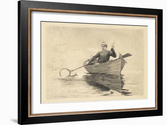 Fly Fishing, Saranac Lake, 1889 (Etching & Aquatint on Beige Wove Paper)-Winslow Homer-Framed Giclee Print