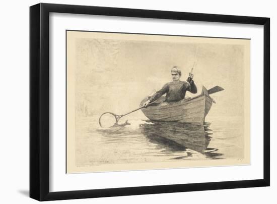 Fly Fishing, Saranac Lake, 1889 (Etching & Aquatint on Beige Wove Paper)-Winslow Homer-Framed Giclee Print