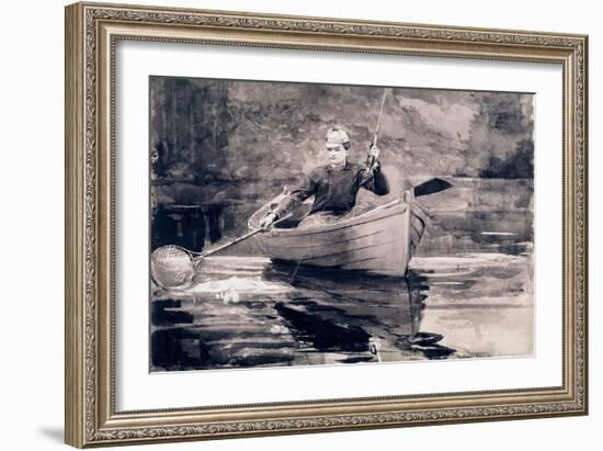Fly Fishing, Saranac-Winslow Homer-Framed Giclee Print