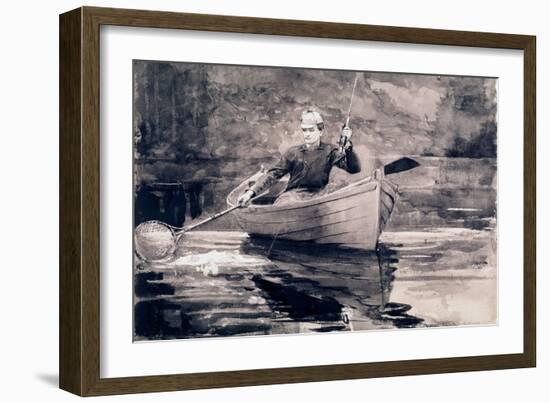 Fly Fishing, Saranac-Winslow Homer-Framed Giclee Print