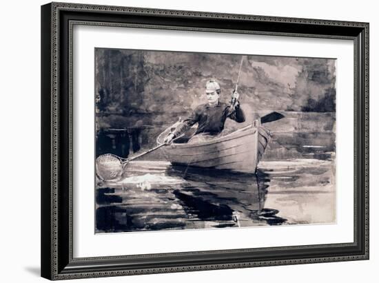 Fly Fishing, Saranac-Winslow Homer-Framed Giclee Print