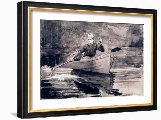 Fly Fishing, Saranac-Winslow Homer-Framed Giclee Print