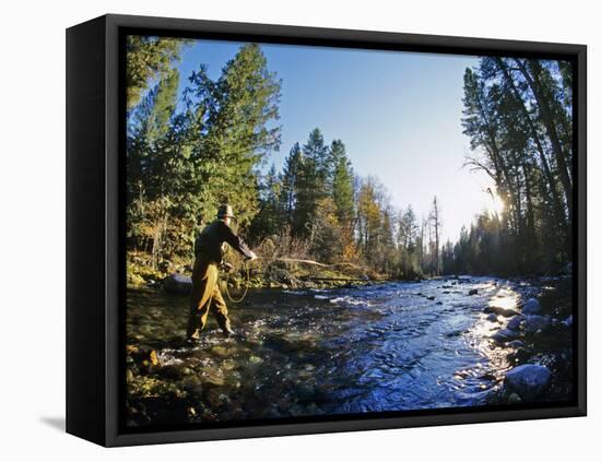 Fly-fishing the Jocko River, Montana, USA-Chuck Haney-Framed Premier Image Canvas