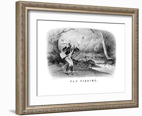 Fly Fishing-Currier & Ives-Framed Art Print