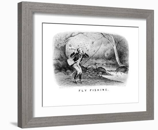 Fly Fishing-Currier & Ives-Framed Art Print