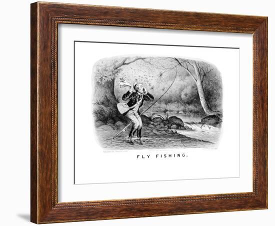 Fly Fishing-Currier & Ives-Framed Art Print