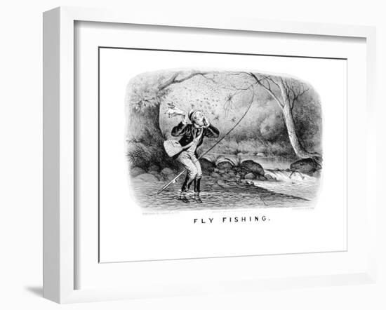 Fly Fishing-Currier & Ives-Framed Art Print