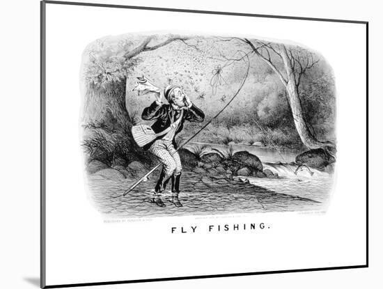 Fly Fishing-Currier & Ives-Mounted Art Print