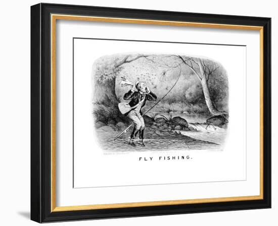 Fly Fishing-Currier & Ives-Framed Art Print