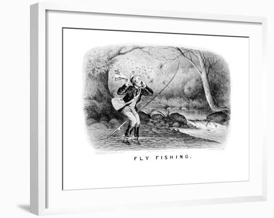 Fly Fishing-Currier & Ives-Framed Art Print