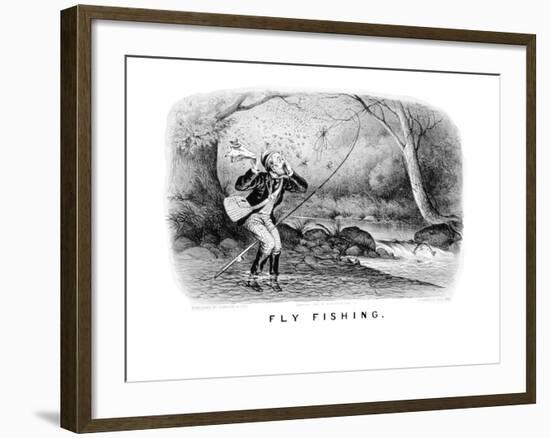 Fly Fishing-Currier & Ives-Framed Art Print