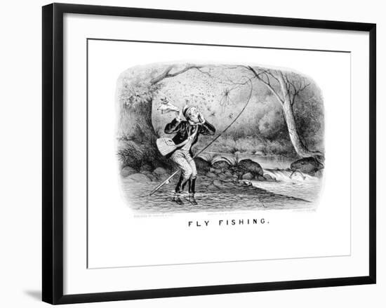 Fly Fishing-Currier & Ives-Framed Art Print